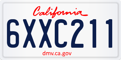 CA license plate 6XXC211