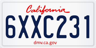 CA license plate 6XXC231