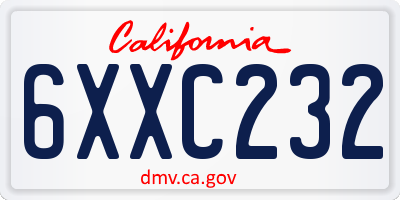 CA license plate 6XXC232