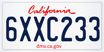 CA license plate 6XXC233