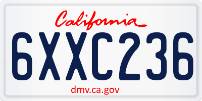 CA license plate 6XXC236