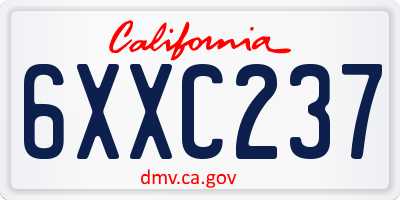 CA license plate 6XXC237
