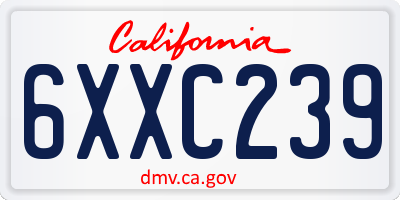 CA license plate 6XXC239