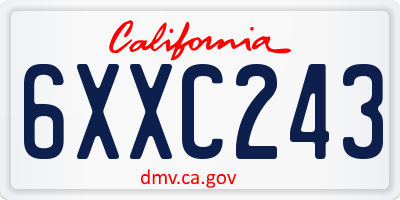 CA license plate 6XXC243