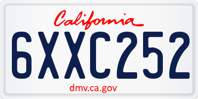 CA license plate 6XXC252