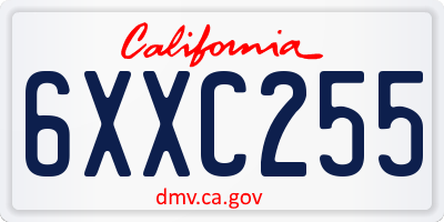 CA license plate 6XXC255