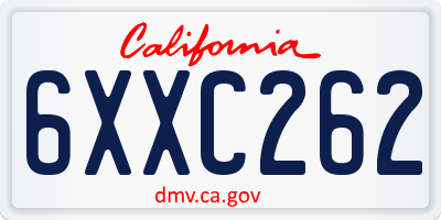 CA license plate 6XXC262