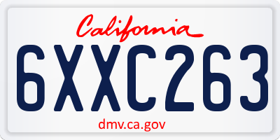 CA license plate 6XXC263
