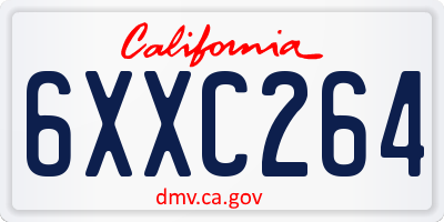 CA license plate 6XXC264