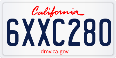 CA license plate 6XXC280