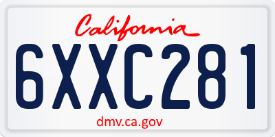 CA license plate 6XXC281