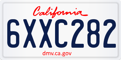 CA license plate 6XXC282