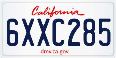 CA license plate 6XXC285