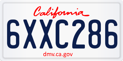CA license plate 6XXC286