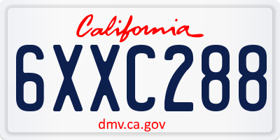 CA license plate 6XXC288
