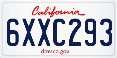 CA license plate 6XXC293