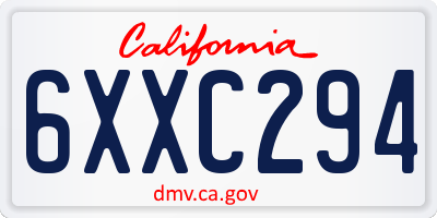 CA license plate 6XXC294