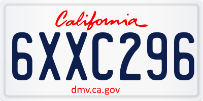 CA license plate 6XXC296