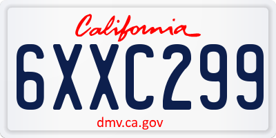 CA license plate 6XXC299