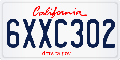 CA license plate 6XXC302