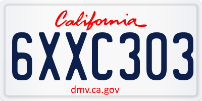 CA license plate 6XXC303