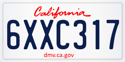CA license plate 6XXC317