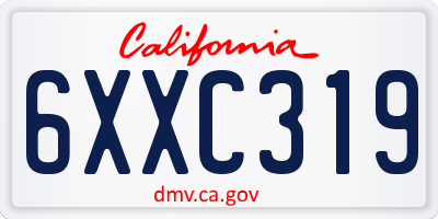 CA license plate 6XXC319