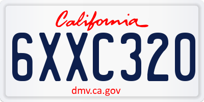 CA license plate 6XXC320