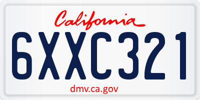 CA license plate 6XXC321