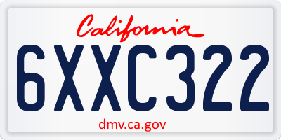 CA license plate 6XXC322