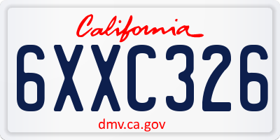 CA license plate 6XXC326