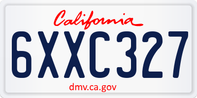 CA license plate 6XXC327