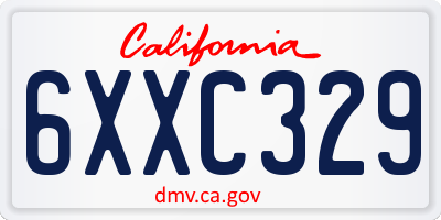 CA license plate 6XXC329