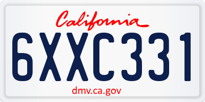 CA license plate 6XXC331