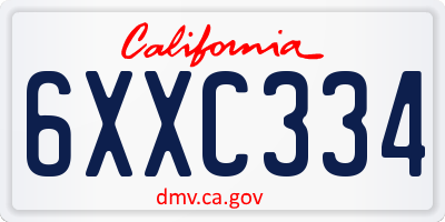 CA license plate 6XXC334