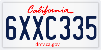 CA license plate 6XXC335