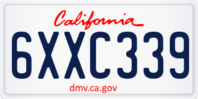 CA license plate 6XXC339