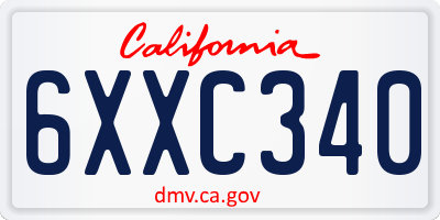 CA license plate 6XXC340