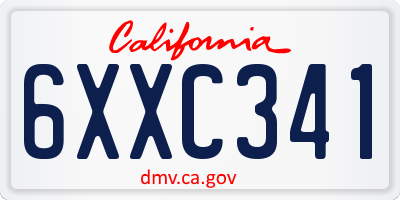 CA license plate 6XXC341
