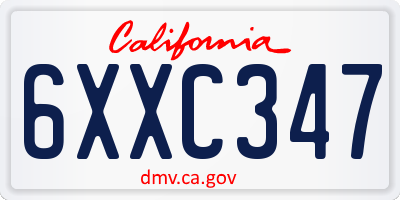 CA license plate 6XXC347