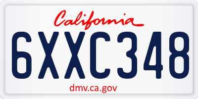 CA license plate 6XXC348