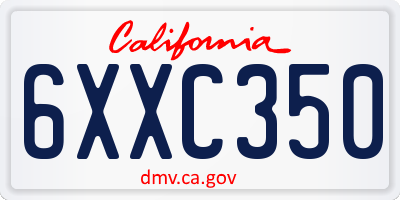 CA license plate 6XXC350
