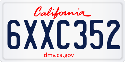 CA license plate 6XXC352