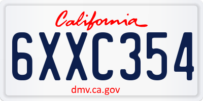 CA license plate 6XXC354