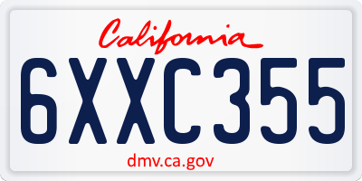 CA license plate 6XXC355