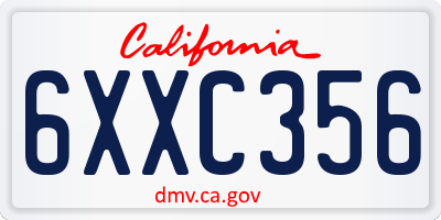 CA license plate 6XXC356