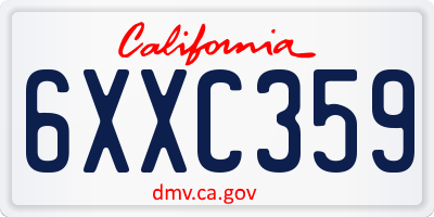 CA license plate 6XXC359