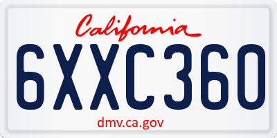 CA license plate 6XXC360