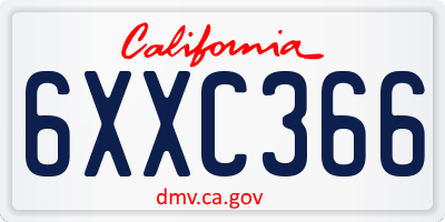 CA license plate 6XXC366