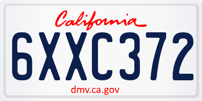 CA license plate 6XXC372